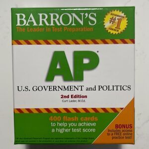 Barron’s AP US Government and Politics test prep flash cards.
